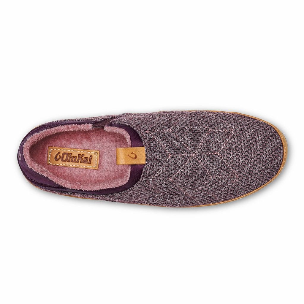 Olukai Women's Lania Kilohana Slipper - Grape Wine / Golden Sand US625-840